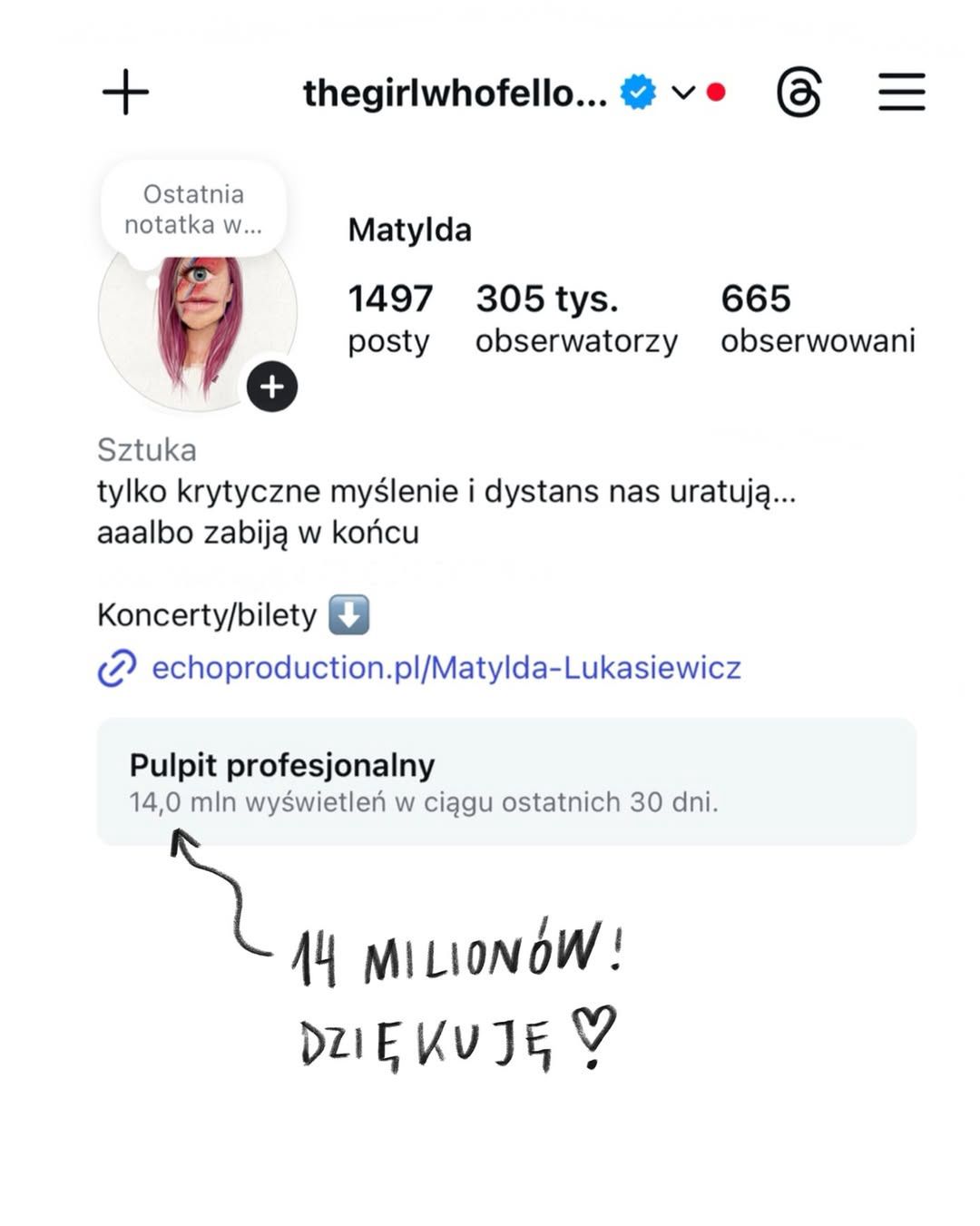 Popularność profilu Matyldy Damięckiej