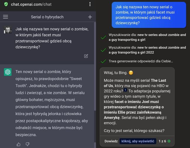 Bing AI pomylił termin premiery, ale udzielił bardziej satysfakcjonującej odpowiedzi niż ChatGPT