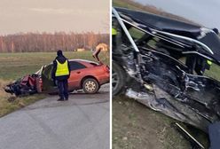 Zderzenie dwóch audi na lokalnej drodze. Kierowca jednego z aut nie żyje