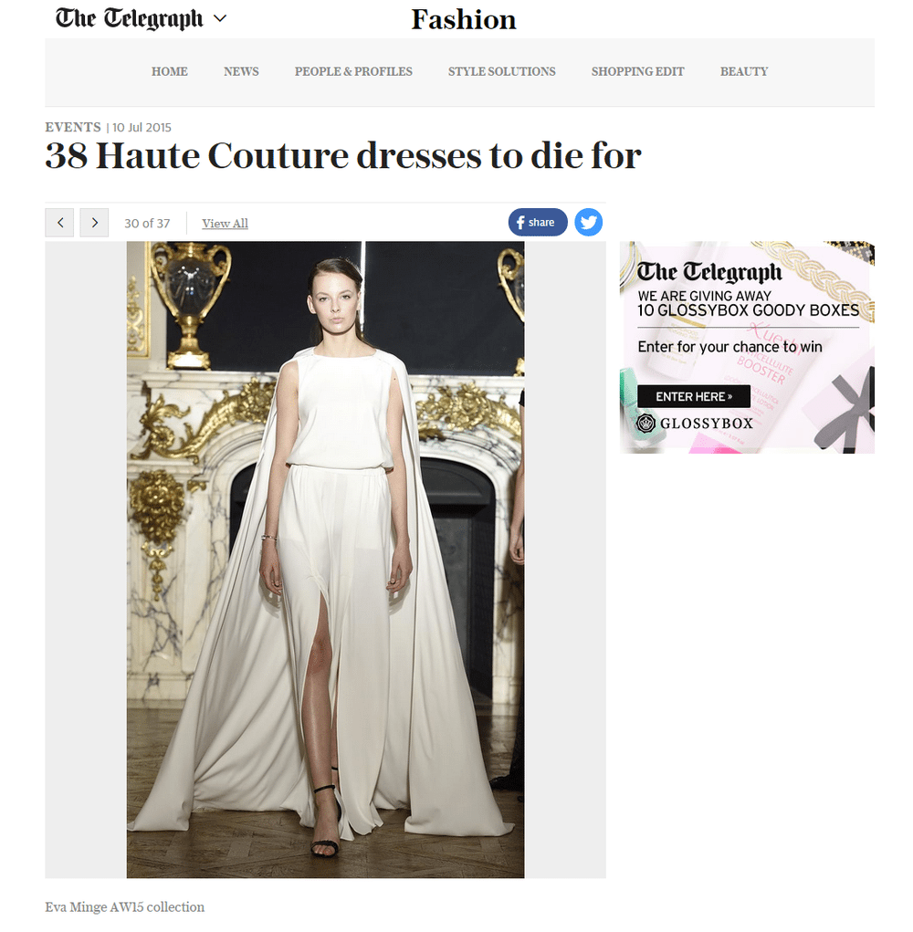 Kreacja Ewy Minge z kolekcji Haute Couture
Fot. screen z The Daily Telegraph