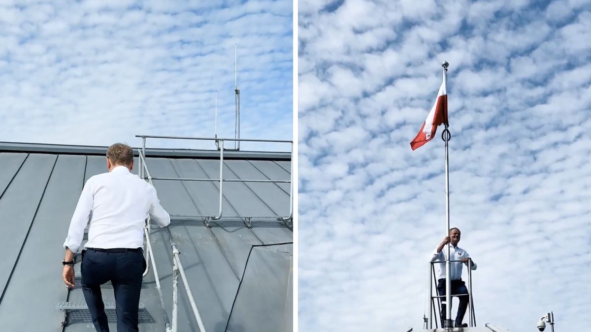 Donald Tusk wszedł na dach