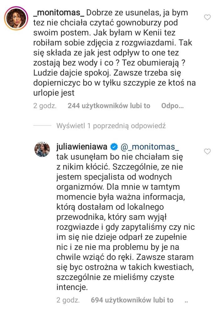Julia Wieniawa tłumaczy się ze zdjęć z rozgwiazdami