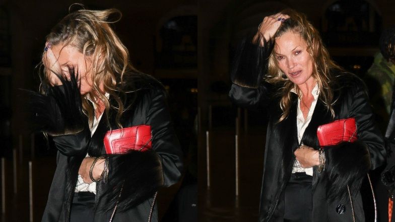 Kate Moss wraca z imprezy po pokazie marki Dior