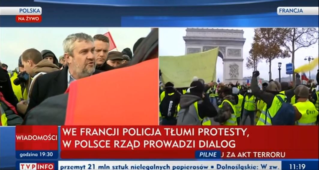"Żółte kamizelki" w Polsce i we Francji. TVP wskazało różnicę