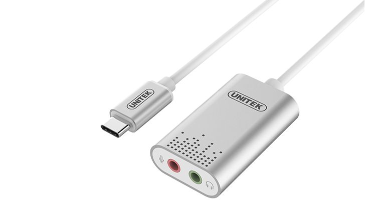 Zewnętrzna karta dźwiękowa marki Unitek posiada złącze USB typu C
