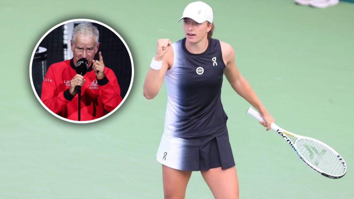 WP SportoweFakty / Anna Klepaczko/ Sebastian Reuter/2024 Getty Image / Na zdjęciu: Iga Świątek/ w ramce: John McEnroe