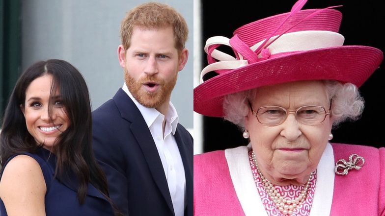 Meghan Markle; książę Harry; królowa Elżbieta II