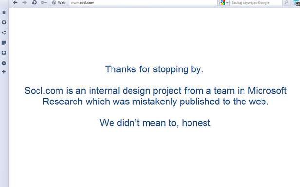 Komunikat widoczny obecnie na stronie Socl.com