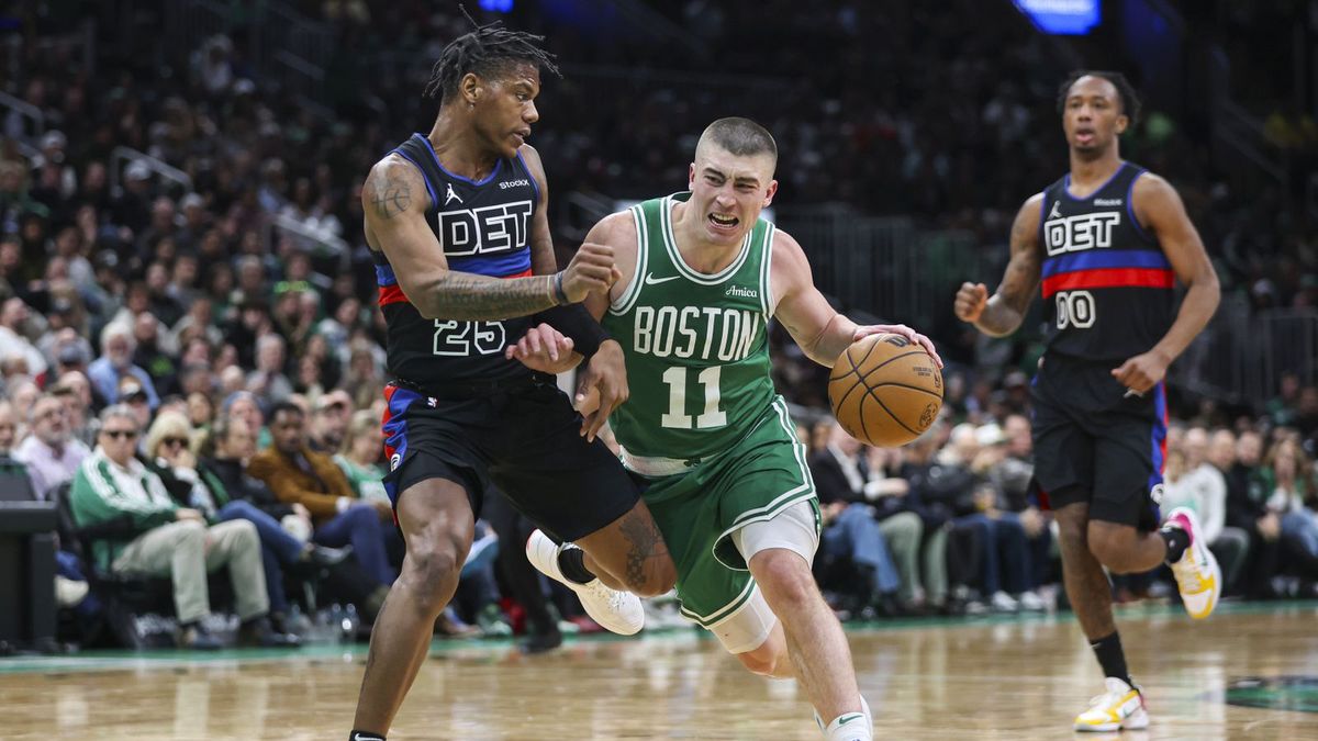 Getty Images / Adam Glanzman / Na zdjęciu: Payton Pritchard z Boston Celtics (przy piłce)