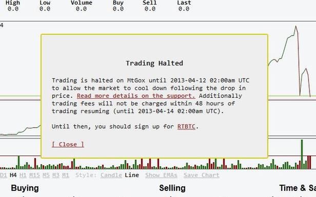 Wczoraj na MtGox pojawiła się informacja o zamrożeniu transakcji