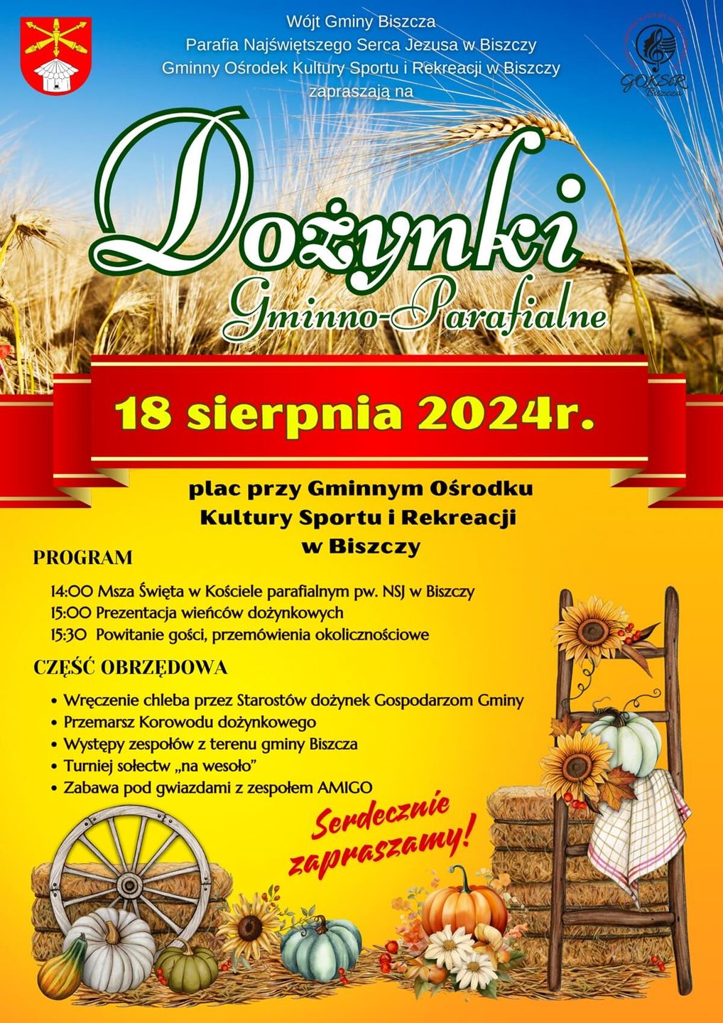 Dożynki w Biszczy 2024 - plakat, program wydarzenia