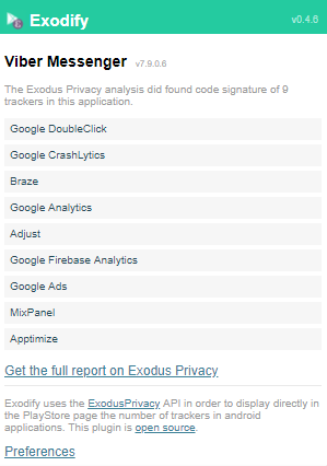 Szczegółowa lista usług wykorzystujących informacje o użytkowników pojawia się w okienku obok ikony dodatku na pasku przeglądarki.