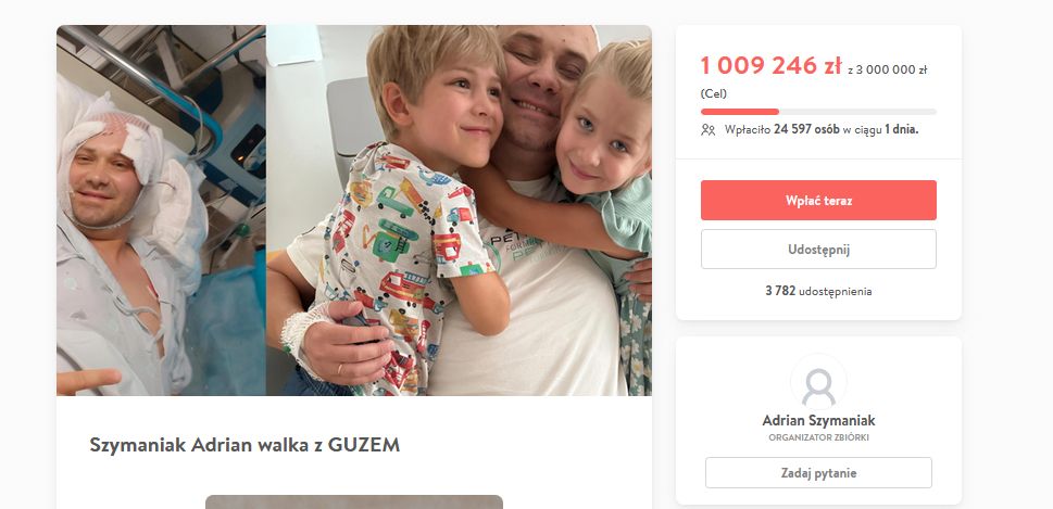 Zbiórka na leczenie Adriana ze "Ślubu"