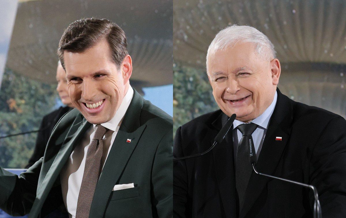 Konwencja PiS w Warszawie. Po prawej Tobiasz, po lewej Kaczyński