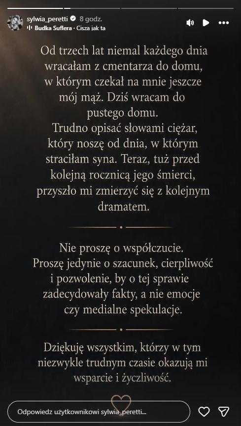 Sylwia Peretti wydała oświadczenie