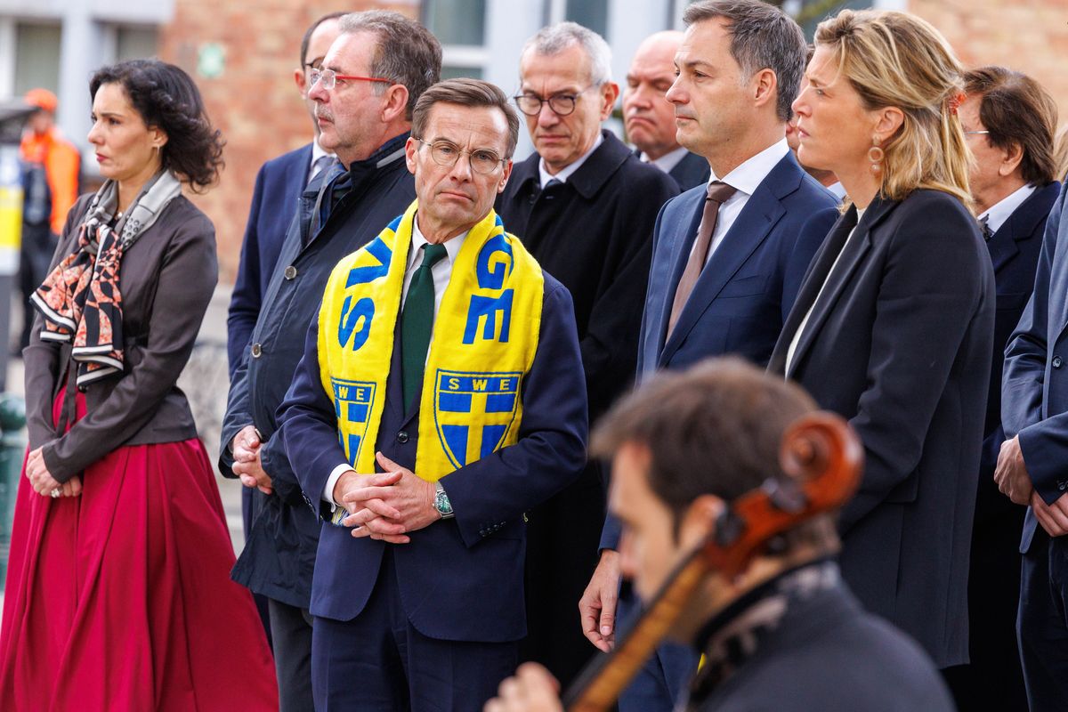 Premier Szwecji Ulf Kristersson odwiedził miejsce ataku terrorystycznego w Brukseli