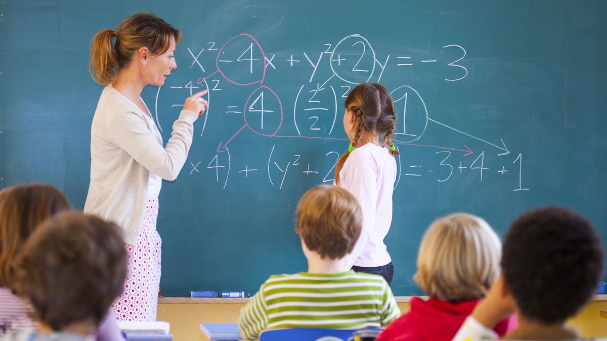 Primary school teacher explaining equation on classroom blackboard
RUSS ROHDE
10 to 12 years, 40 to 44 years, 8 to 9 years, 9 to 10 years, blackboard, both male and female, boy, casual clothing, child, childhood, classroom, complexity, concentration, education, elementary school student, elementary school, encouragement, equation, european, explaining, girl, in front of, indoors, learning, lesson, majorca, mathematical symbol, mathematics, mature woman, numeral, schoolboy, schoolgirl, seven people, skill, spain, studying, support, teacher, teaching, wearing, woman, Mallorca, Spain