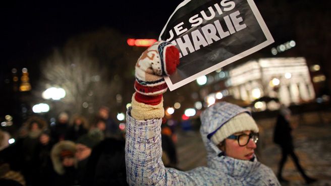 Demonstracja w Nowym Jorku po zamachu na paryską redakcję "Charlie Hebdo"