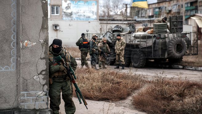 Ukraińscy żołnierze w czasie walk w Debalcewe