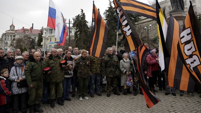 Prorosyjska demonstracja w Sewastopolu w lutym 2015 roku