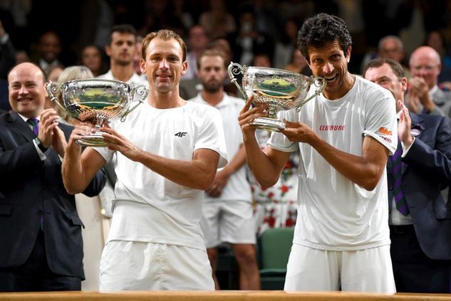 Łukasz Kubot i Marcel Melo po triumfie w Wimbledonie w 2017 roku. Fot. Shaun Botterill/Getty Images