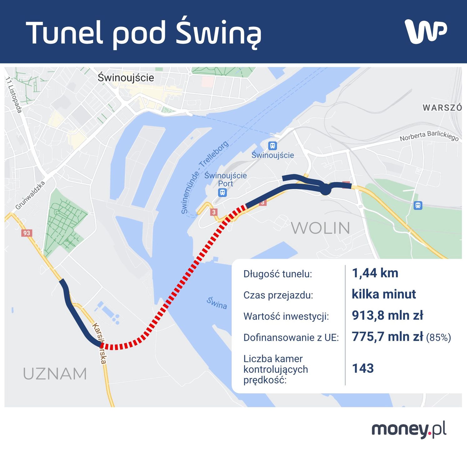 Mapa trasy tunelowej
