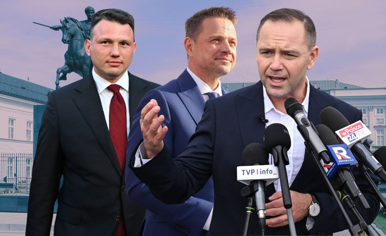 Sławomir Mentzen, Rafał Trzaskowski i Karol Nawrocki