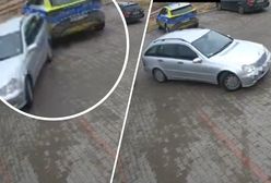 Samochód stoczył się na radiowóz. Zdarzenie zarejestrował monitoring