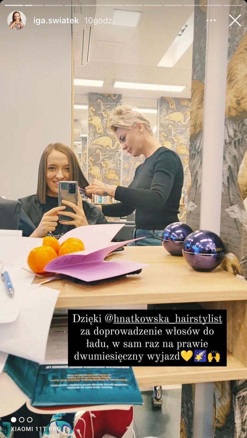 Iga Świątek (insta story, screen)