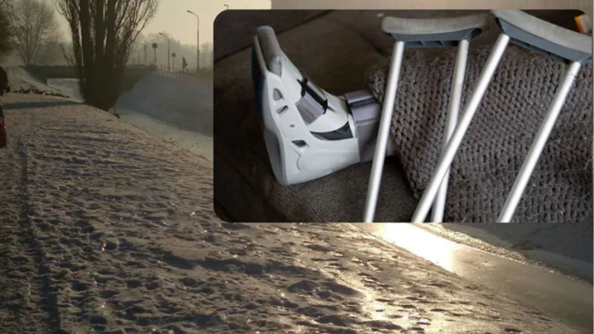 złamała nogę na oblodzonym chodniku