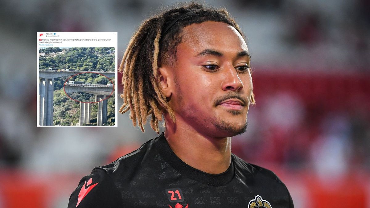 Getty Images / . (Photo by Matthieu Mirville/DeFodi Images via Getty Images/ twitter.com/fanatikcomtr / Na zdjęciu: Alexis Beka Beka/ na małym foto: skan ze zdarzenia na moście