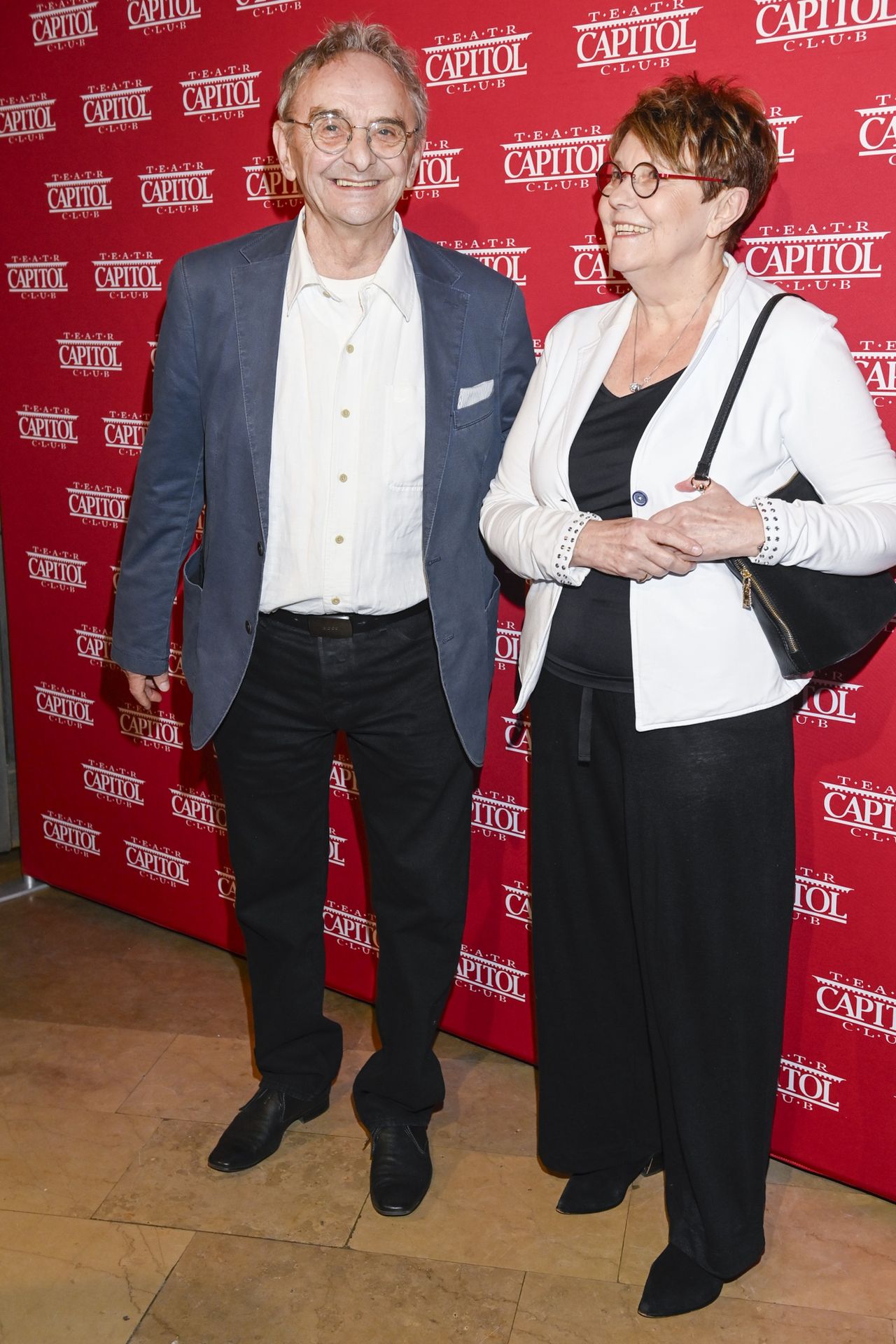 Jerzy Bończak z żoną Ewą podczas premiery spektaklu w Teatrze Capitol