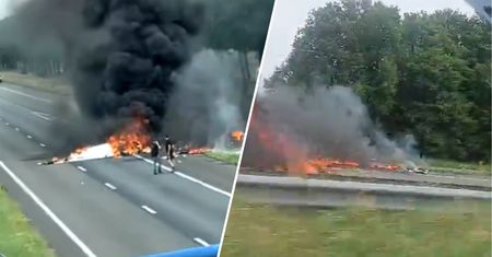 Dramatyczny wypadek w Holandii. Samolot runął na autostradę