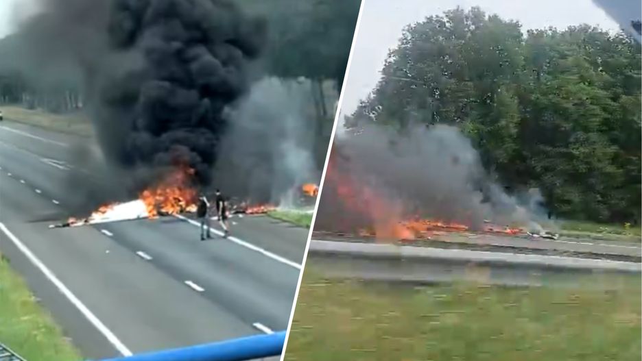 Samolot rozbił się na autostradzie