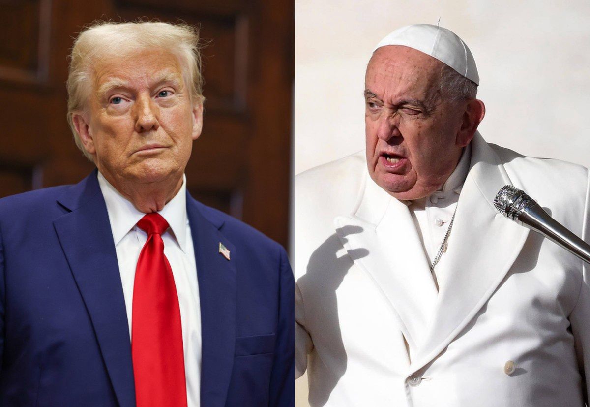 Na zdjęciu Donald Trump, po prawej papież Franciszek