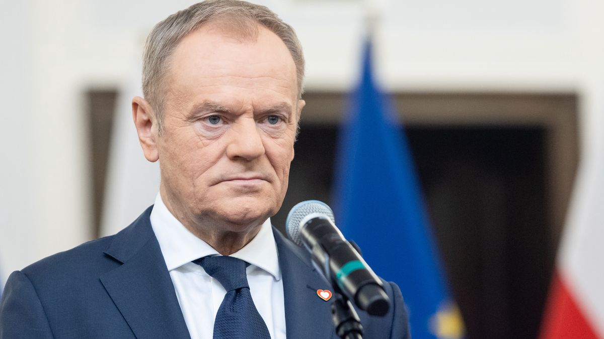 Donald Tusk during the signing of the coalition agreement regarding the tasks of establishing a new government in Poland in Warsaw, Poland on November 10, 2023. (Photo by Foto Olimpik/NurPhoto via Getty Images)