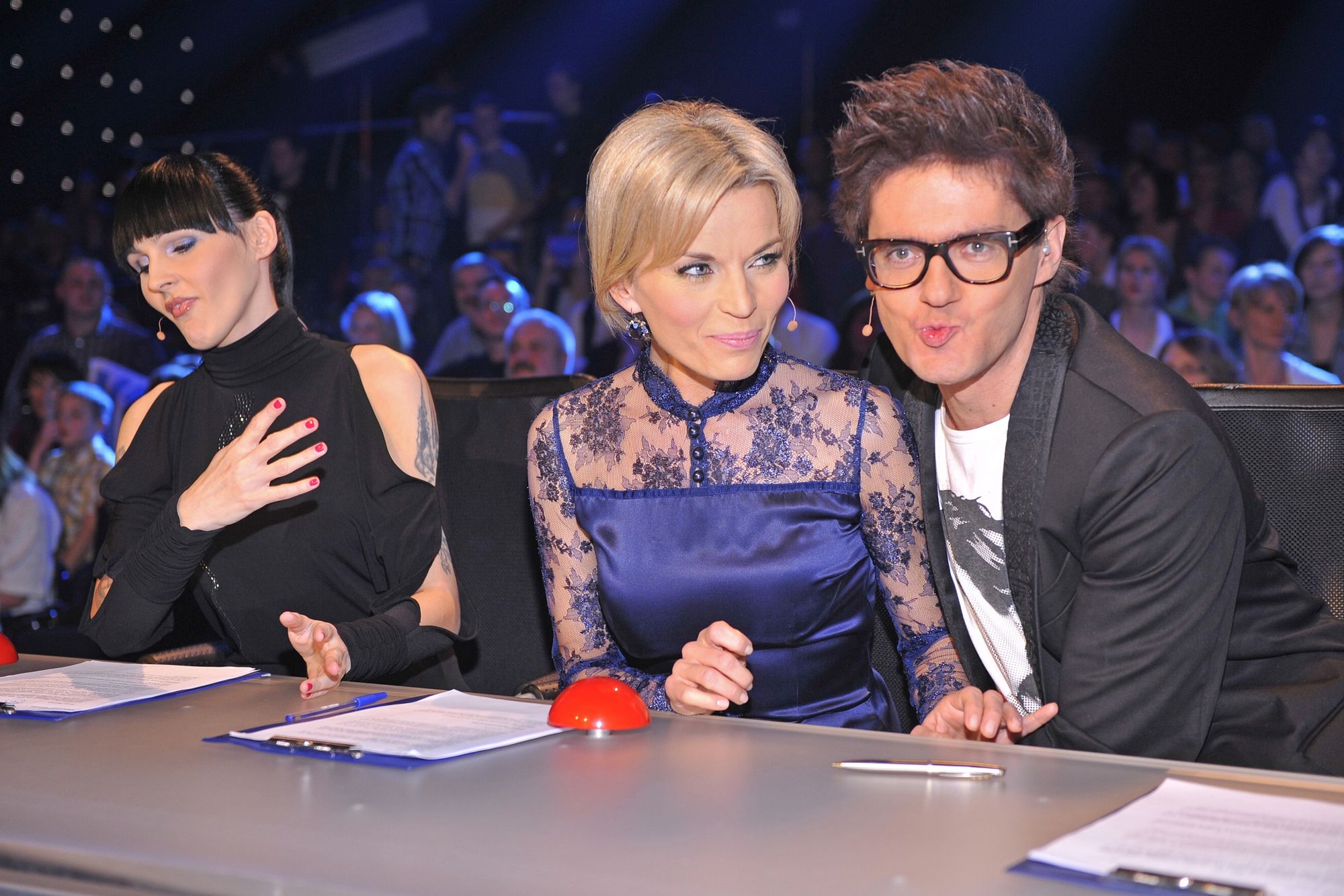 Kuba Wojewódzki z Agnieszką Chylińską i Małgorzatą Foremniak za czasów "Mam talent"
