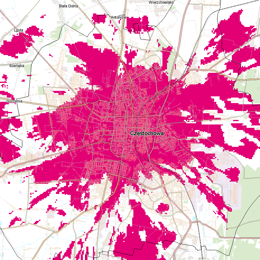 Zasięg 5G w Częstochowie, fot. T-Mobile.