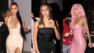 Hailey Bieber w czerni oraz Kim Kardashian i Kylie Jenner w lateksie meldują się na evencie