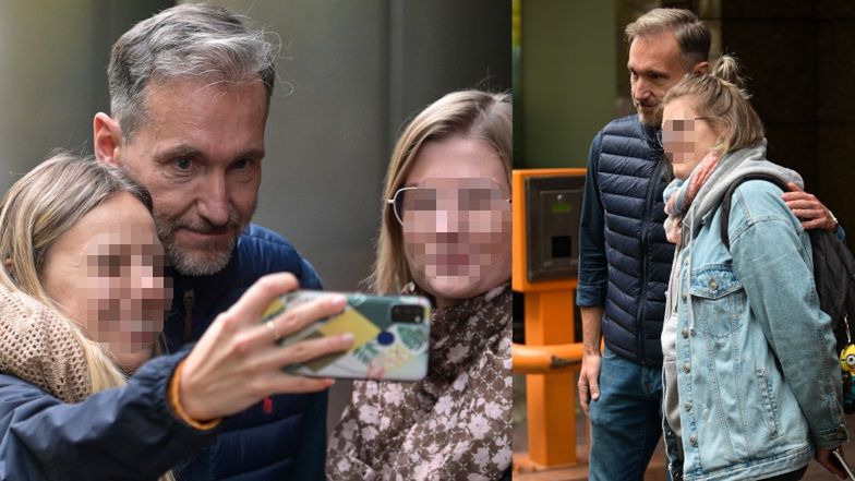 Piotr Kraśko z fanami pod studiem "Dzień Dobry TVN"