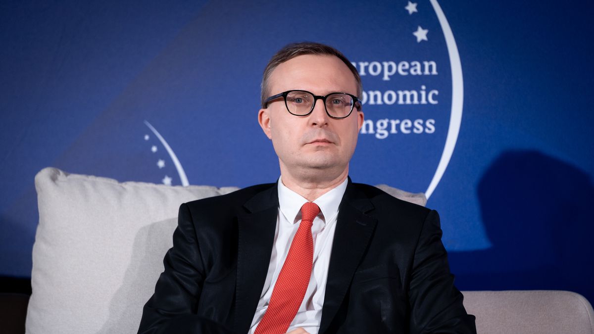Pawel Borys (Chairman of the Board, Polish Development Fund - Polski Fundusz Rozwoju SA) during the European Economic Congress in Katowice, Poland on April 25, 2022 (Photo by Mateusz Wlodarczyk/NurPhoto via Getty Images)