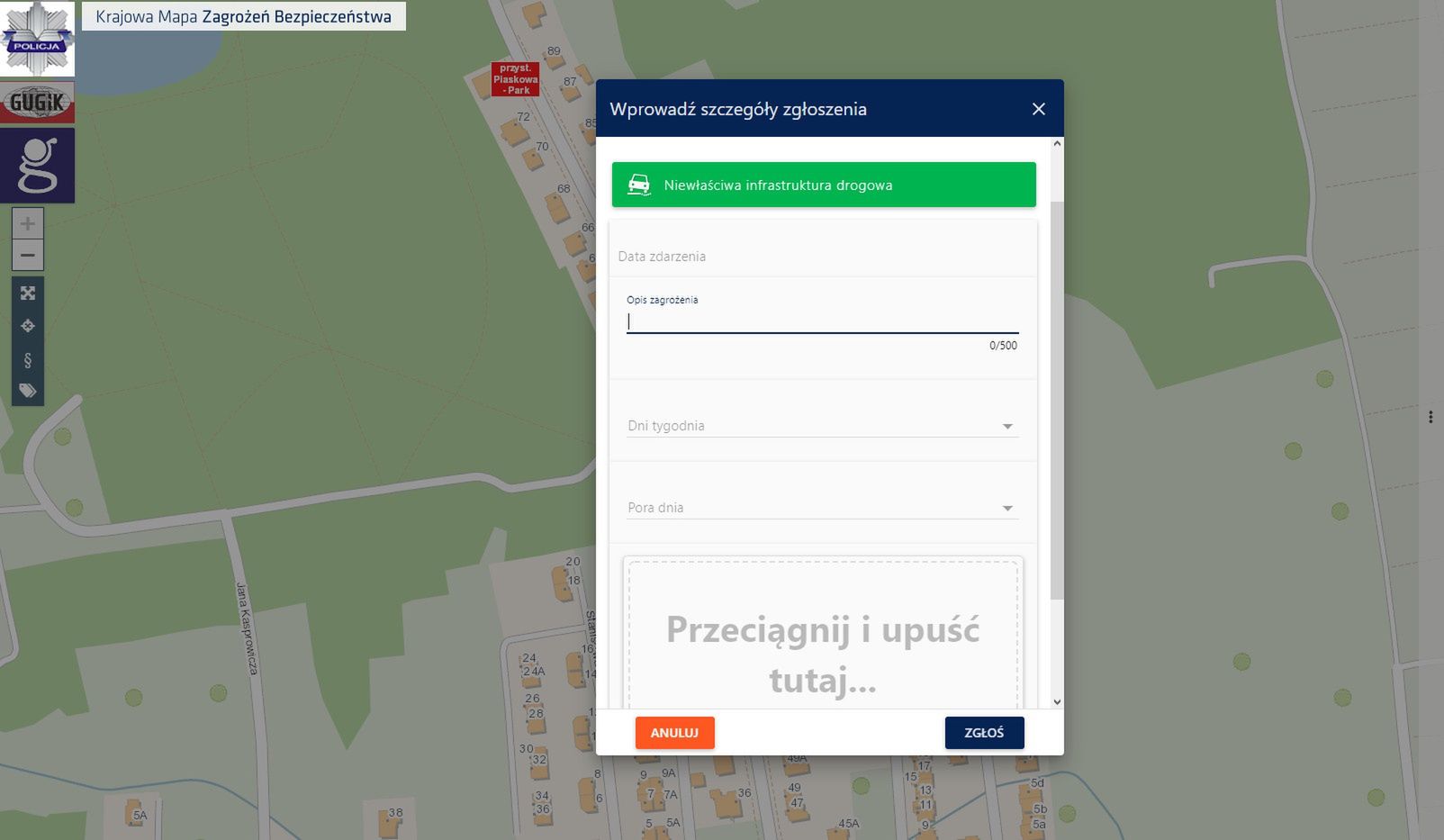 Na koniec można opisać sytuację i dodać plik (np. zdjęcie)