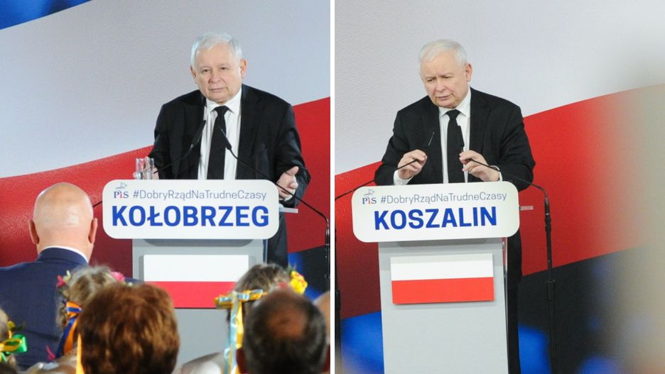Jarosław Kaczyński na Pomorzu. Nie ustrzegł się wpadki