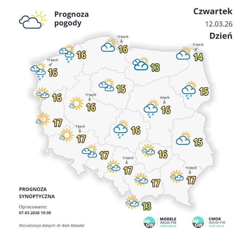 Prognoza pogody na czwartek 12 marca