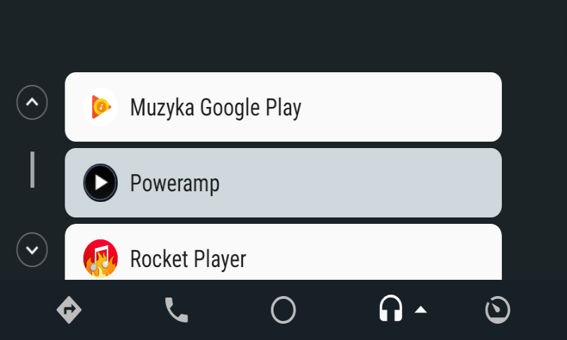 Poweramp pojawia się wśród innych odtwarzaczy muzyki w Android Auto.