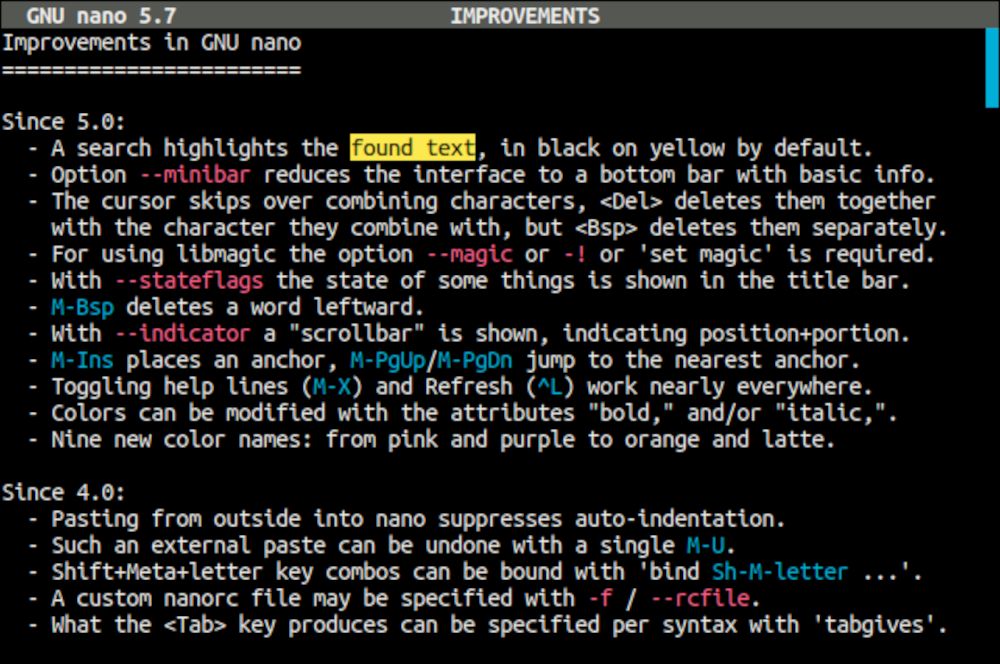GNU nano w wersji 6.0 już jest. Edytor dostał nową obsługę kolorów