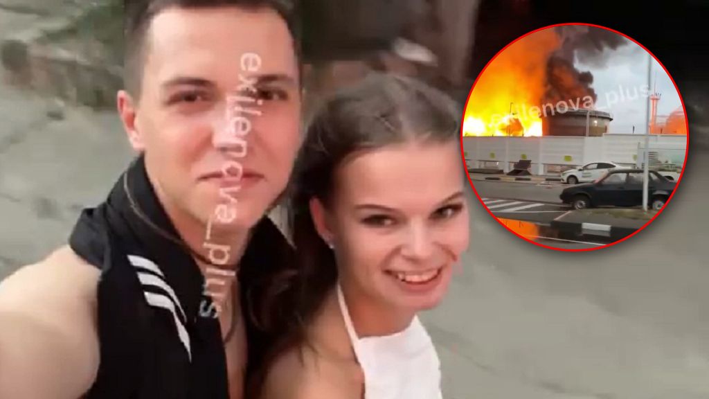 Młodzi Rosjanie nagrywają TikToki na tle pożaru w Soczi