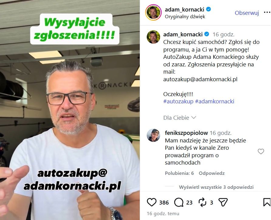 Zapowiedź „AutoZakupu Adama Kornackiego”