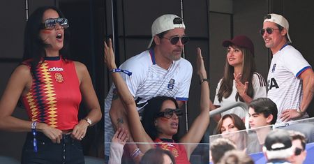 Brad Pitt i jego o 29 LAT MŁODSZA ukochana dokazują na mundialu z Penelope Cruz i Javierem Bardemem (ZDJĘCIA)