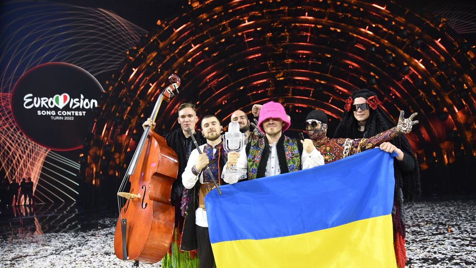66th Eurovision Song Contest - Grand FinalTURIN, ITALY - MAY 14: Kalush Orchestra of Ukraine are named the winners during the Grand Final show of the 66th Eurovision Song Contest at Pala Alpitour on May 14, 2022 in Turin, Italy. (Photo by Giorgio Perottino/Getty Images)Giorgio Perottinobestof, topix